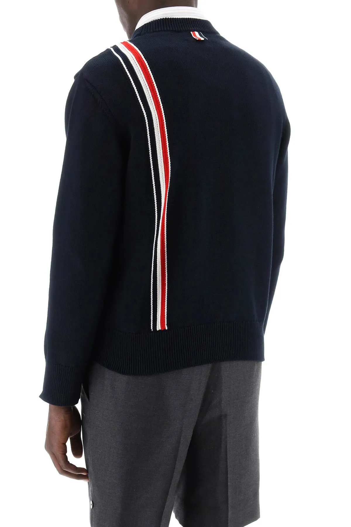 cotton pullover with rwb stripe