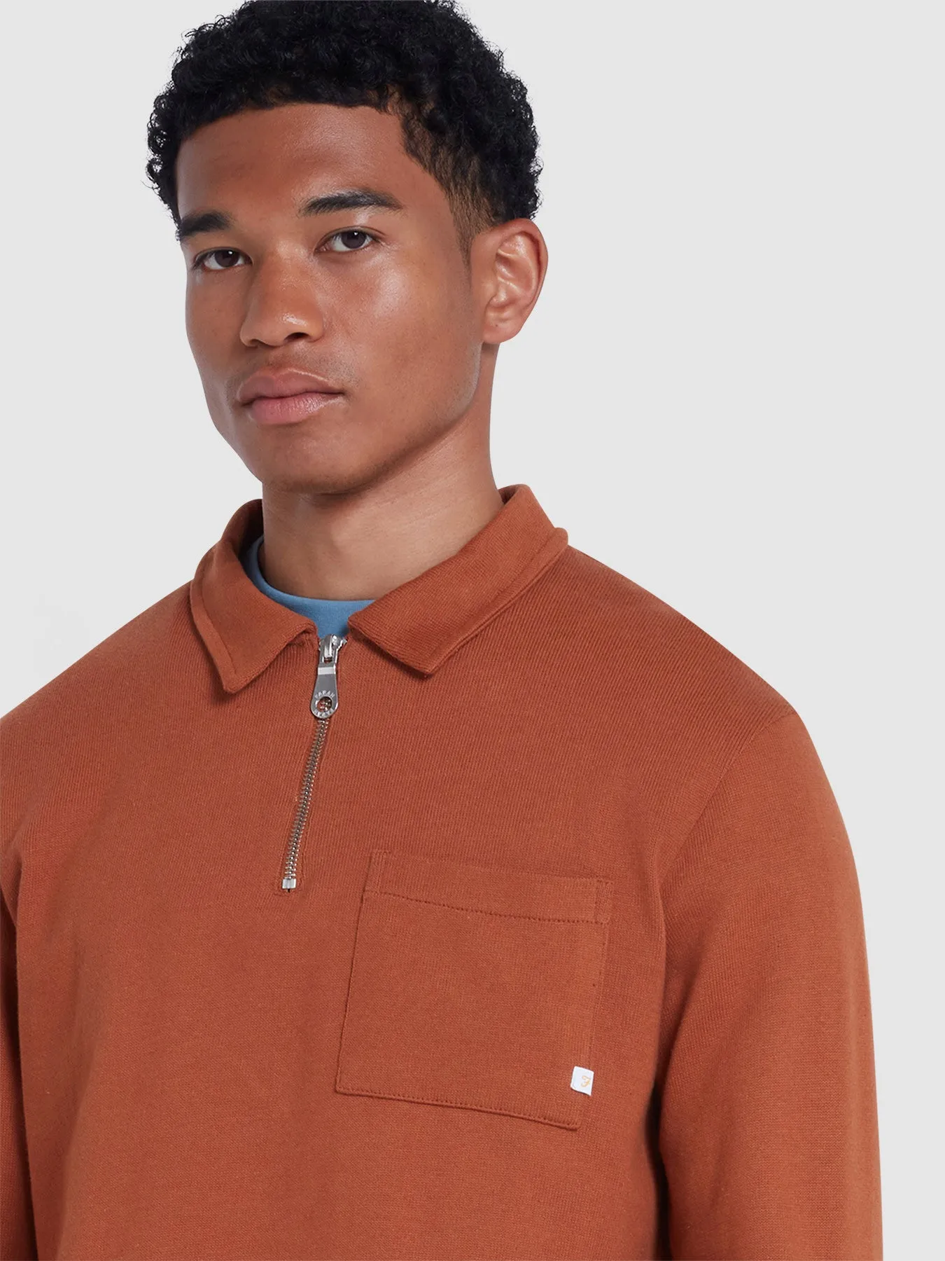 Creston Quarter Zip Rugby Sweatshirt In Teak