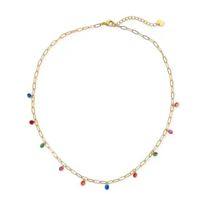 CZ Multi Color Stone Necklace Water Resistant
