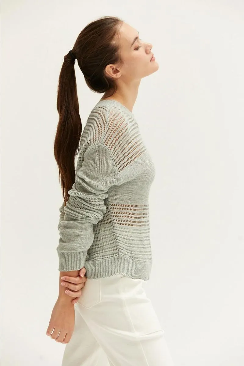 Donna Linen Cotton Mix Media Pull Over