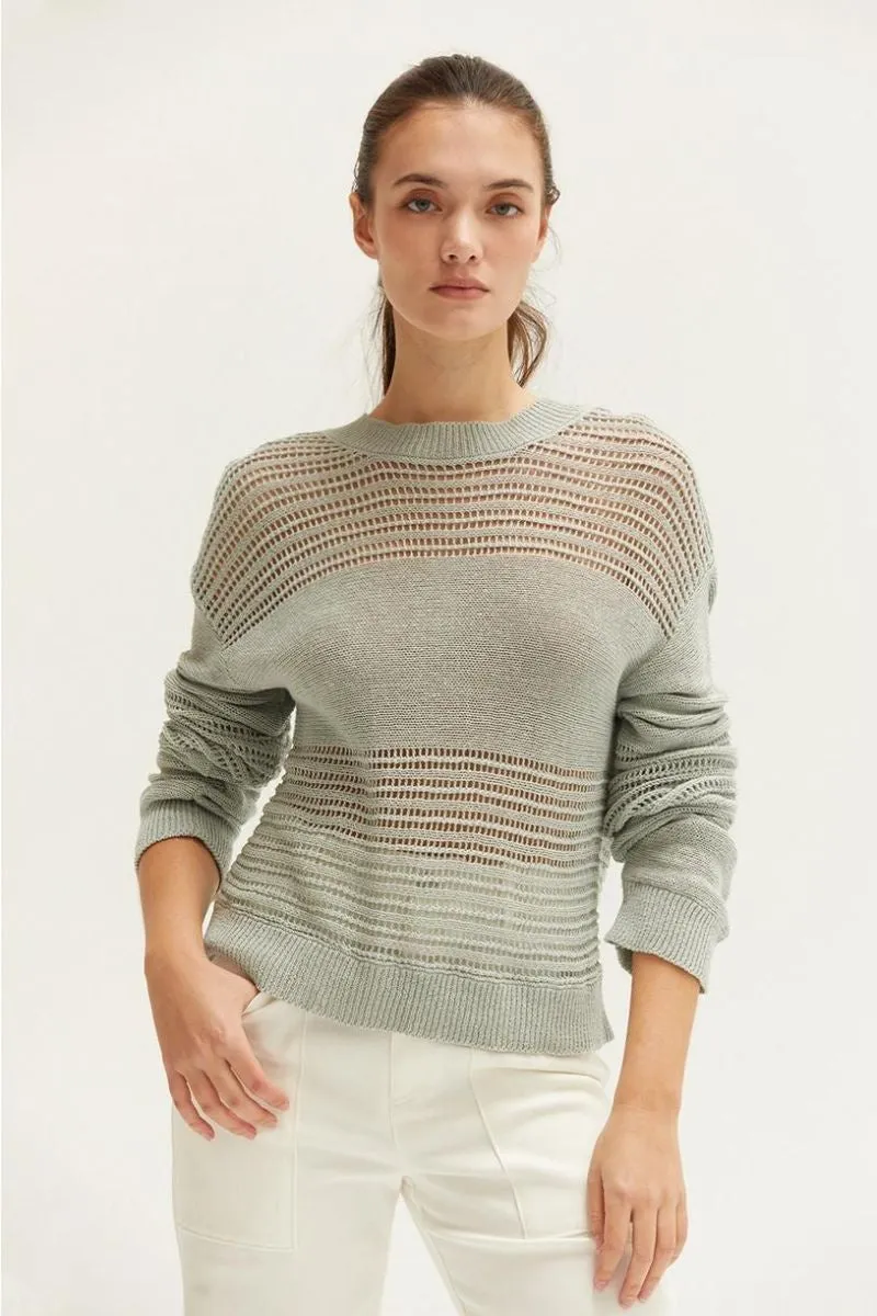 Donna Linen Cotton Mix Media Pull Over