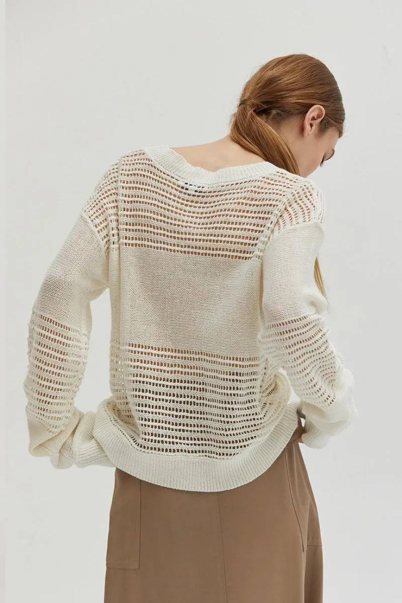Donna Linen Cotton Mix Media Pull Over