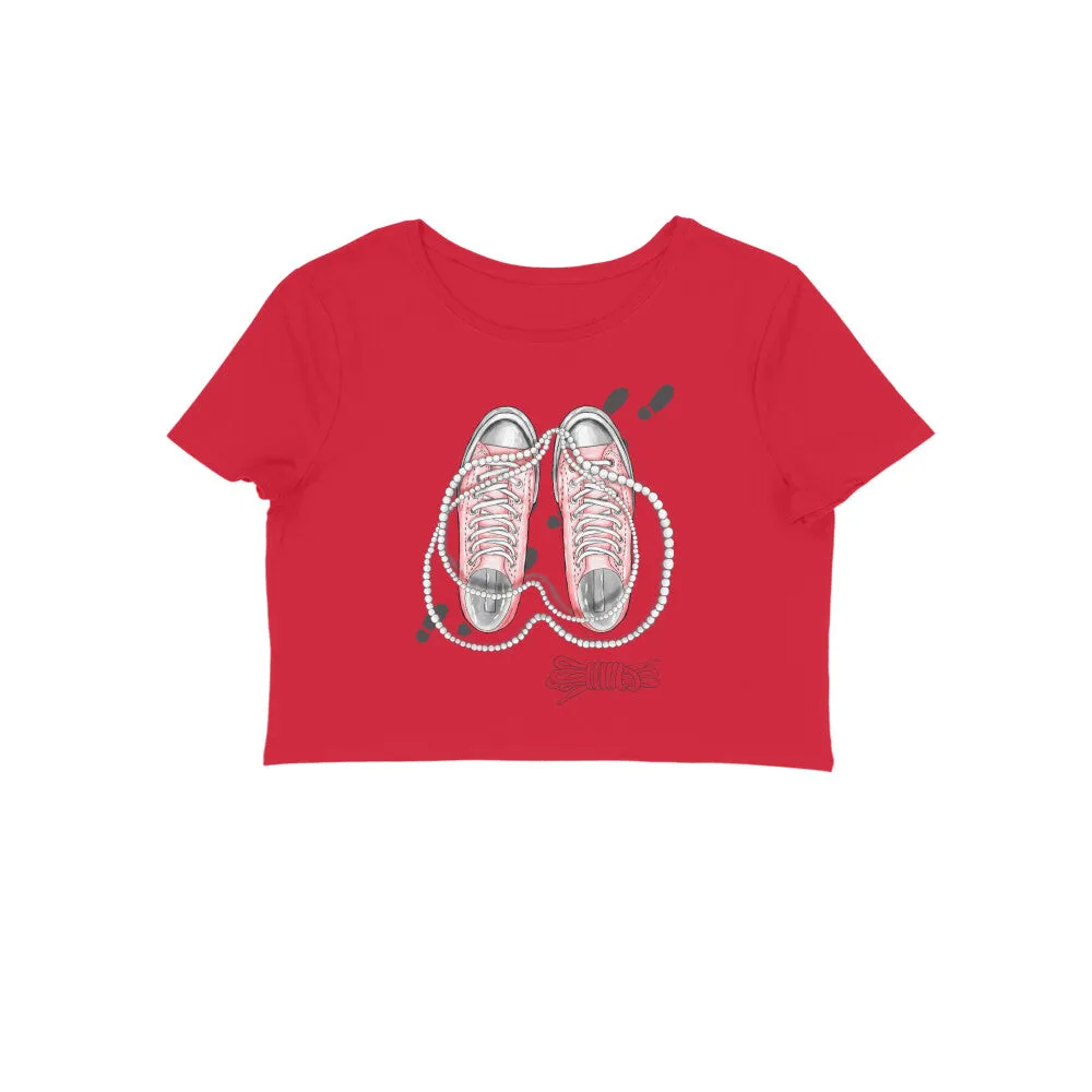 Female Round Neck Half Sleeve - Converse Couture Crop Top