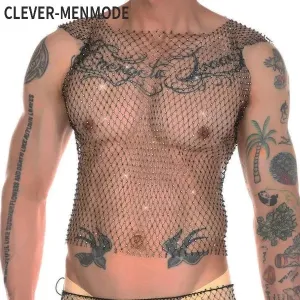 Fishnet Rhinestone Tank Tops
