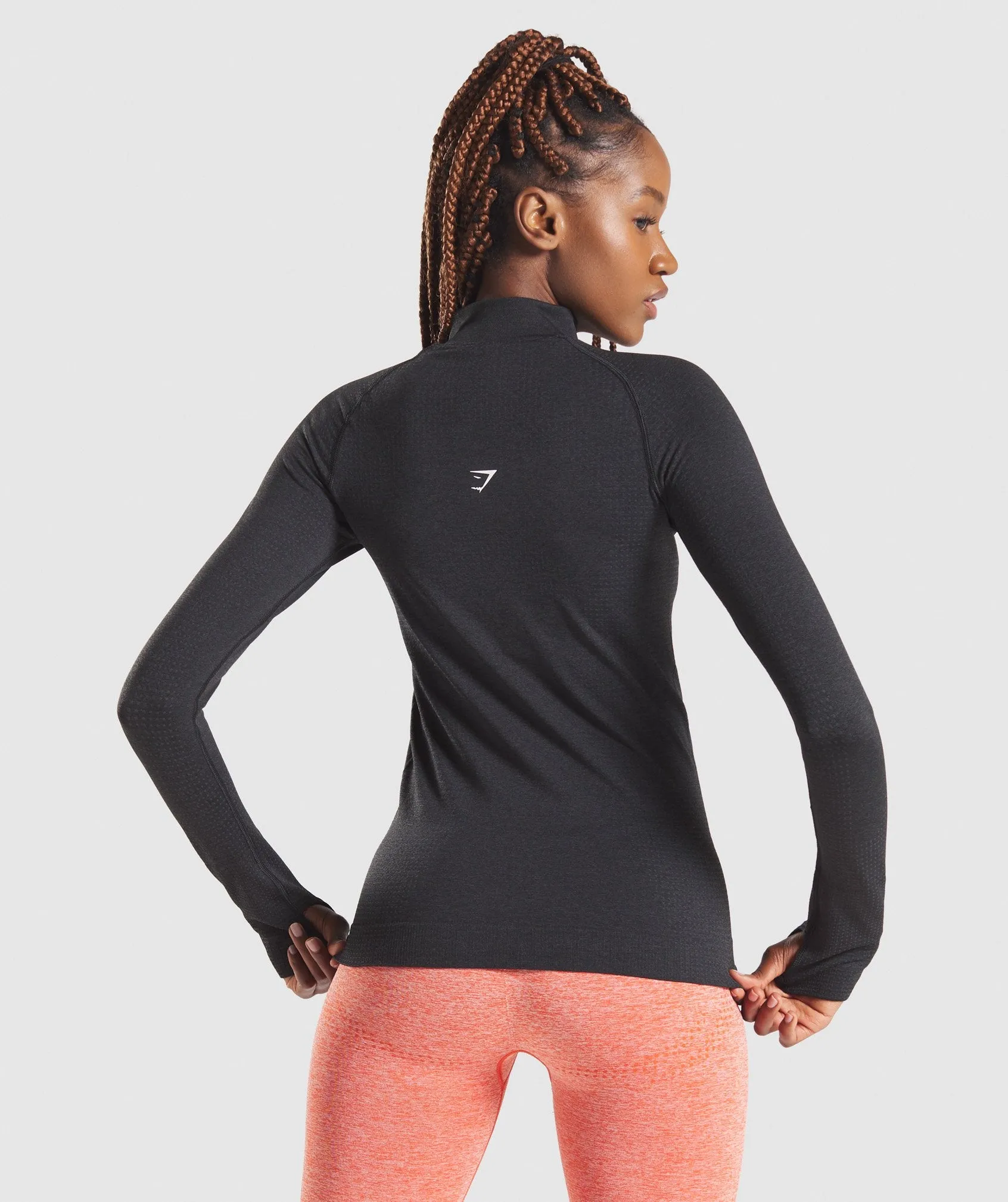 Gymshark Vital Seamless 1/2 Zip Pullover - Black Marl
