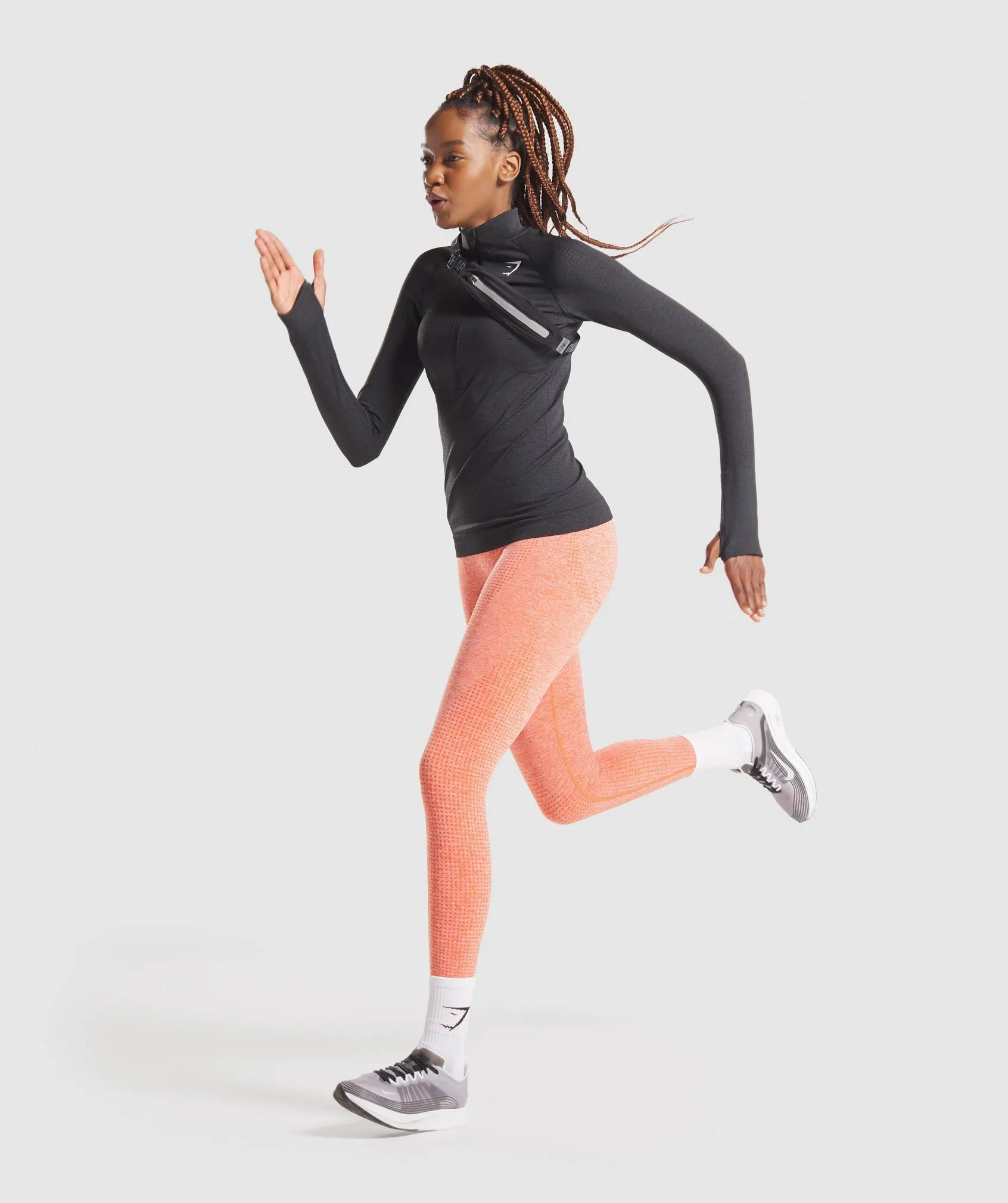 Gymshark Vital Seamless 1/2 Zip Pullover - Black Marl