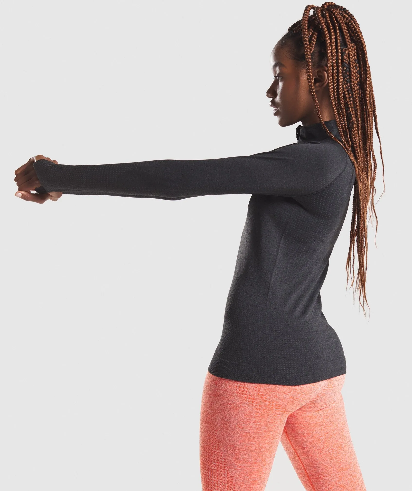Gymshark Vital Seamless 1/2 Zip Pullover - Black Marl
