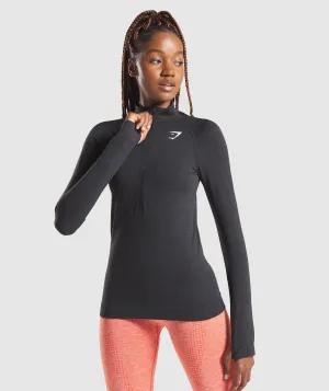 Gymshark Vital Seamless 1/2 Zip Pullover - Black Marl