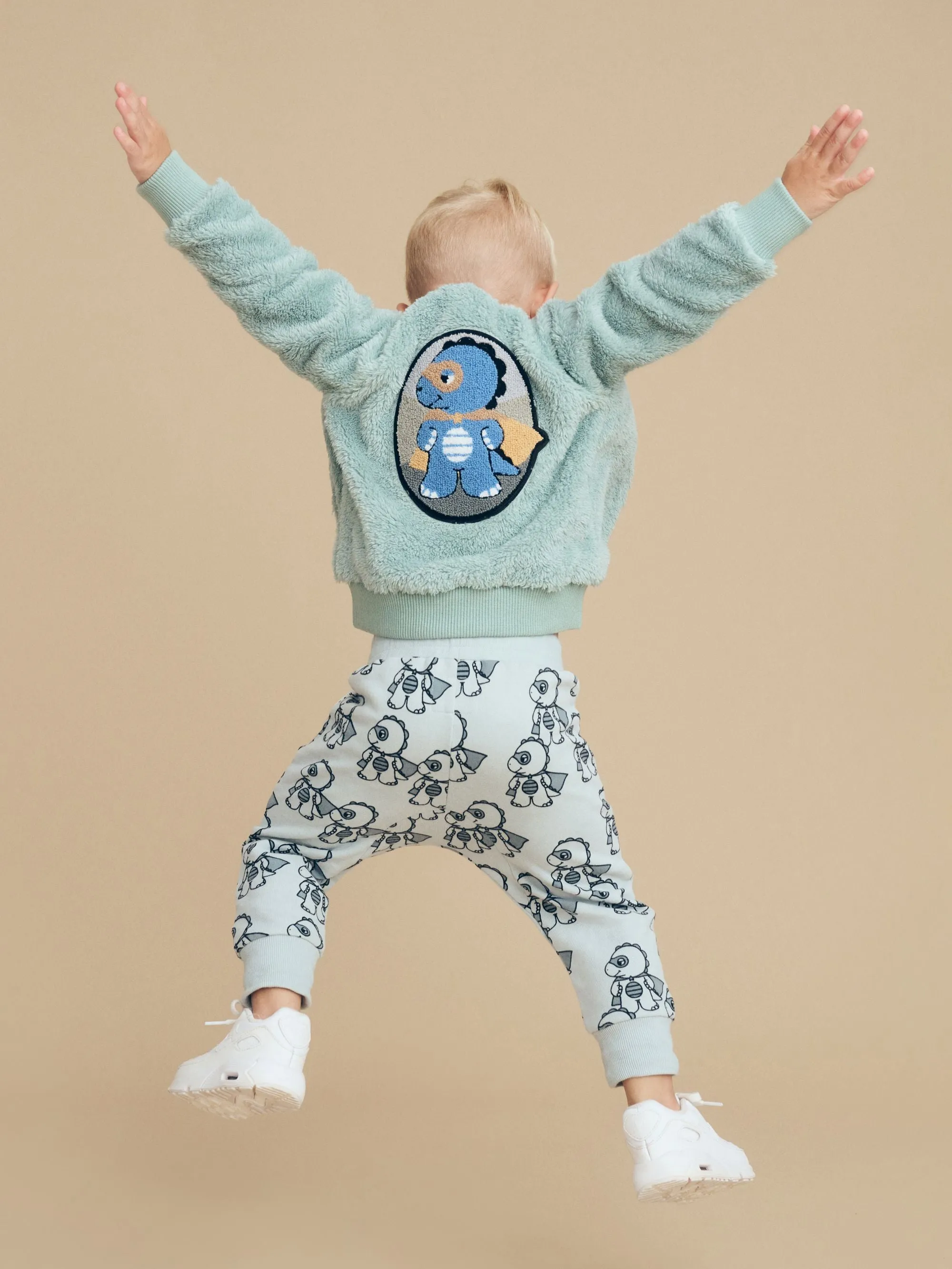 Huxbaby Dino Hero Terry Pant - Slate