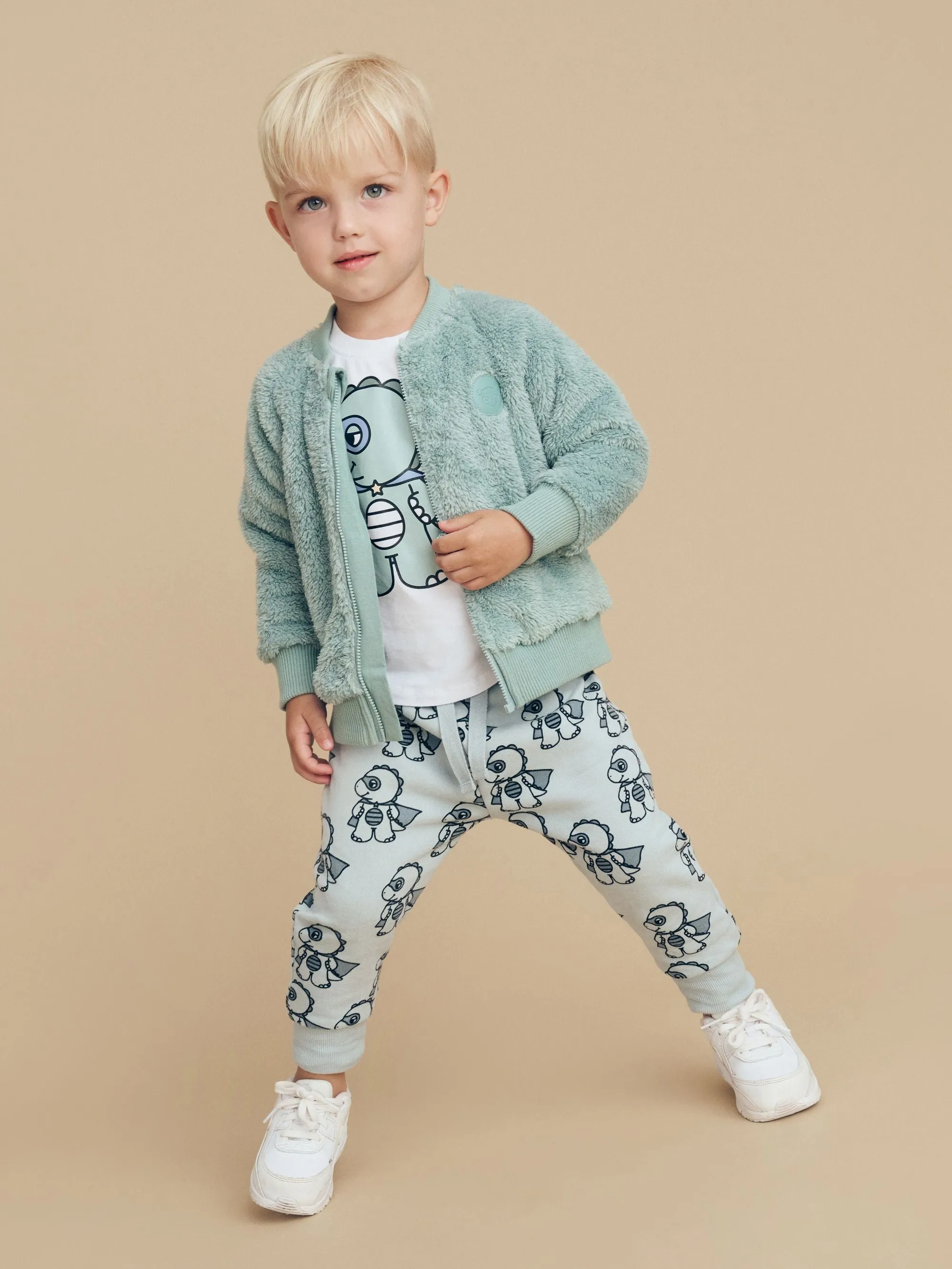 Huxbaby Dino Hero Terry Pant - Slate