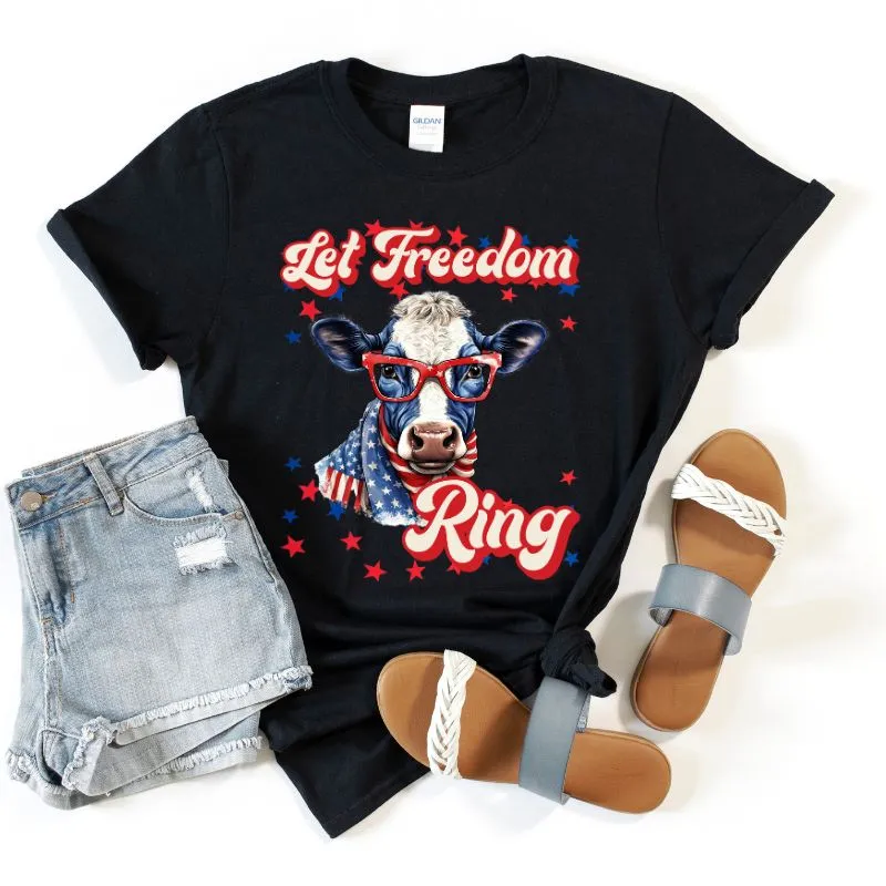 Let Freedom Ring USA Cow Design PNG Download
