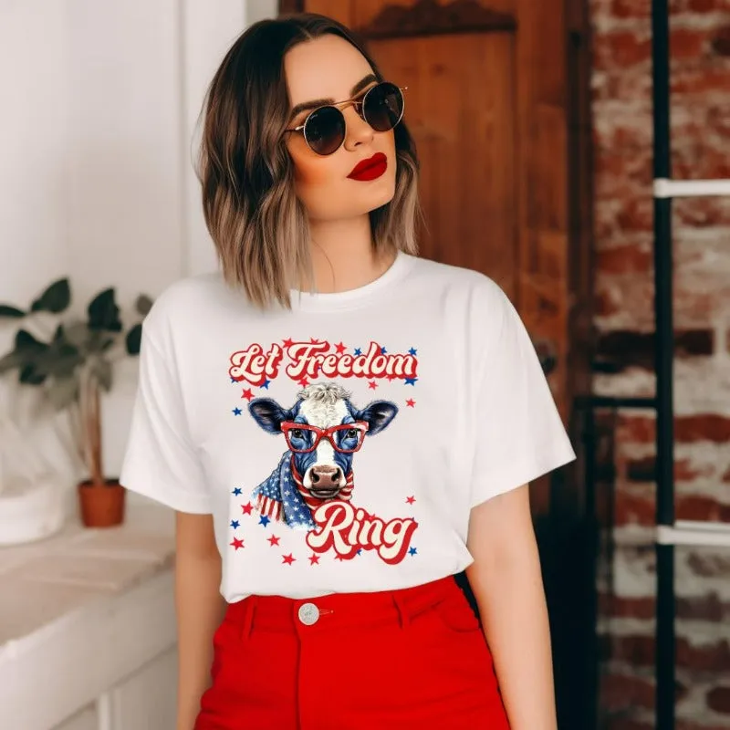 Let Freedom Ring USA Cow Design PNG Download
