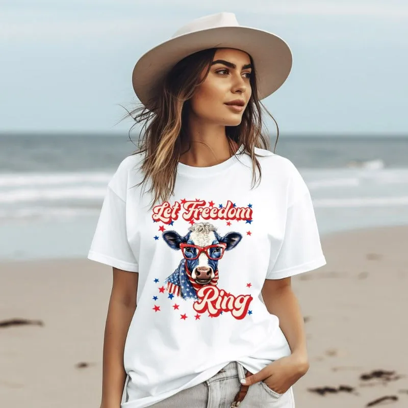 Let Freedom Ring USA Cow Design PNG Download