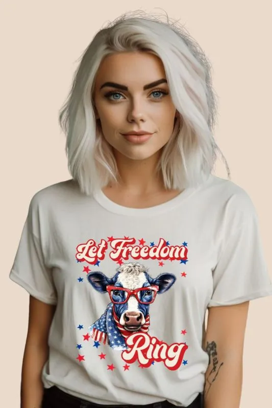 Let Freedom Ring USA Cow Design PNG Download