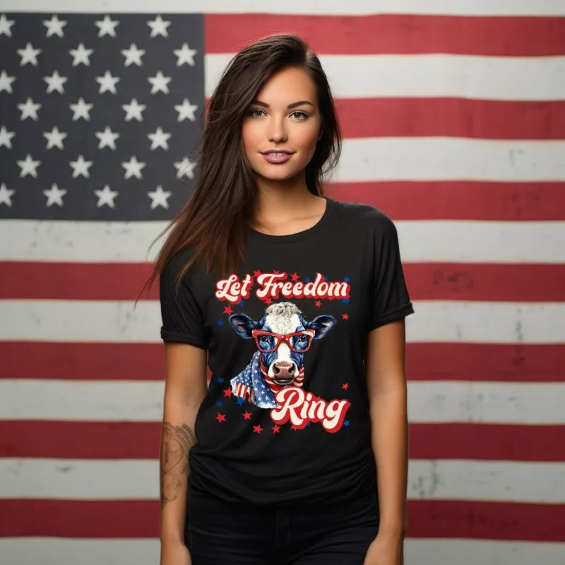 Let Freedom Ring USA Cow Design PNG Download