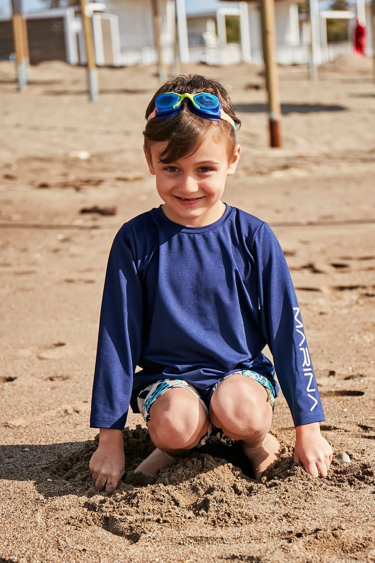 Lycra Navy Boys Swim Shirts T2451