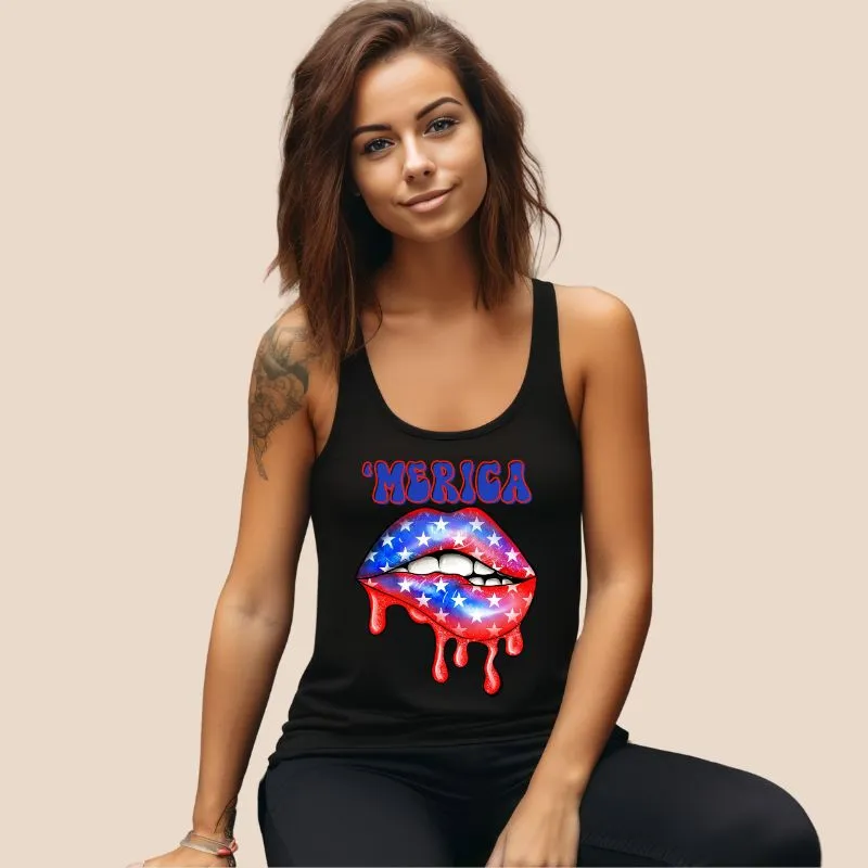 Merica Lips Design PNG Download
