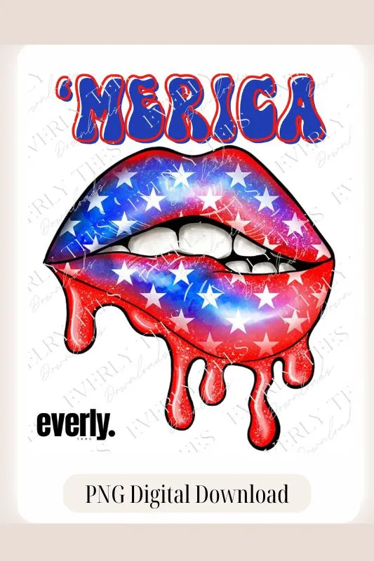 Merica Lips Design PNG Download