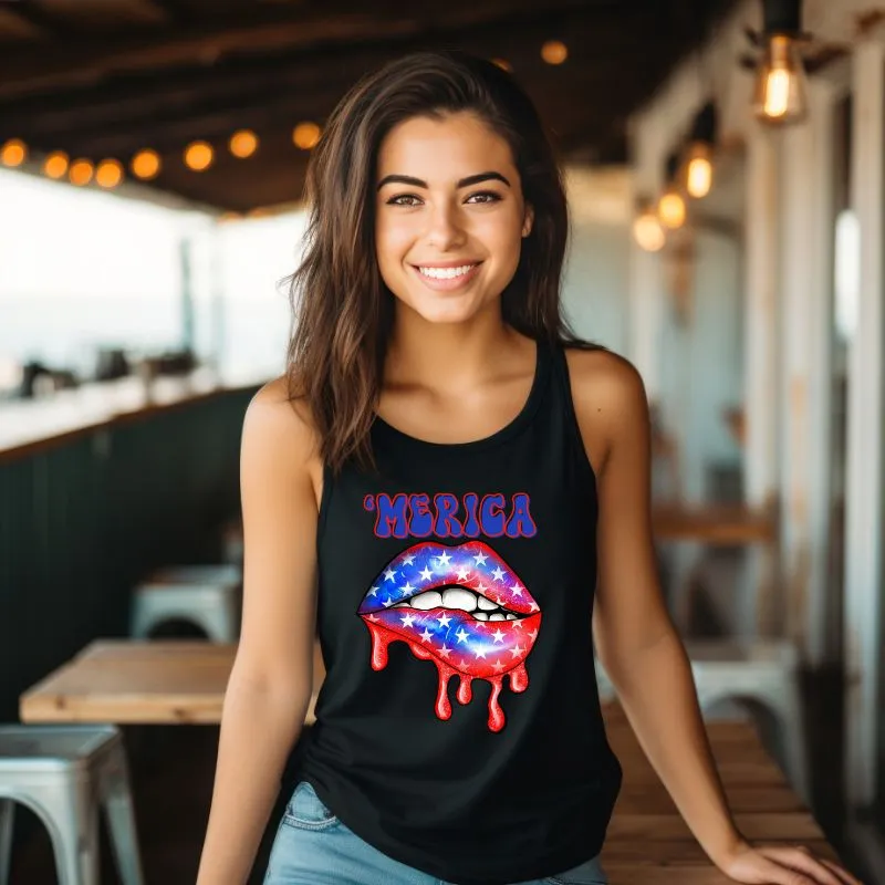 Merica Lips Design PNG Download