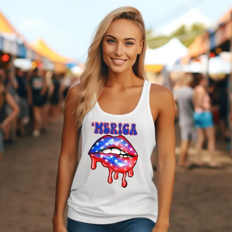 Merica Lips Design PNG Download