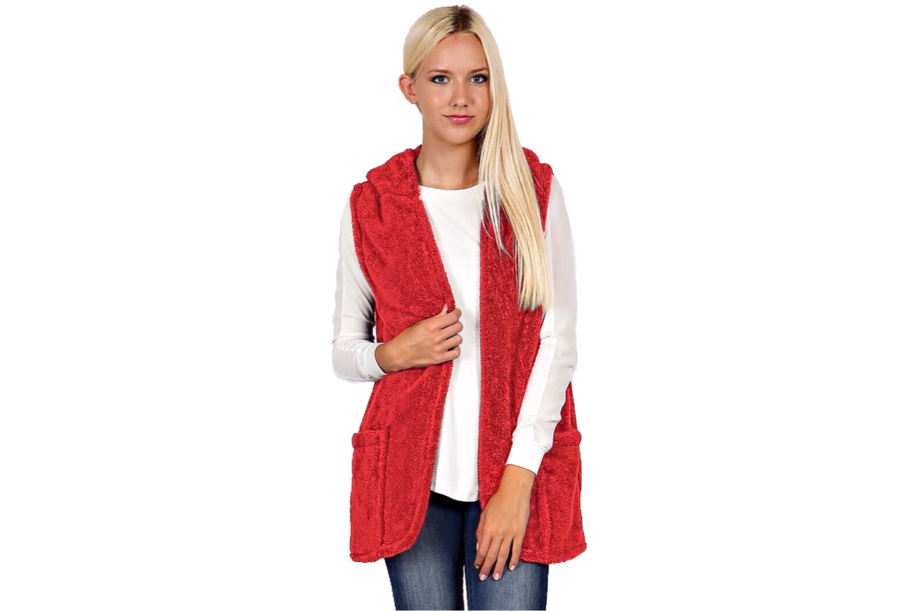 Plush Faux Fur Hoodie Vest
