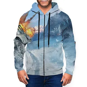 PUBG Hoodies - 3D Print Game Blue Zipper Jacket with Pockets