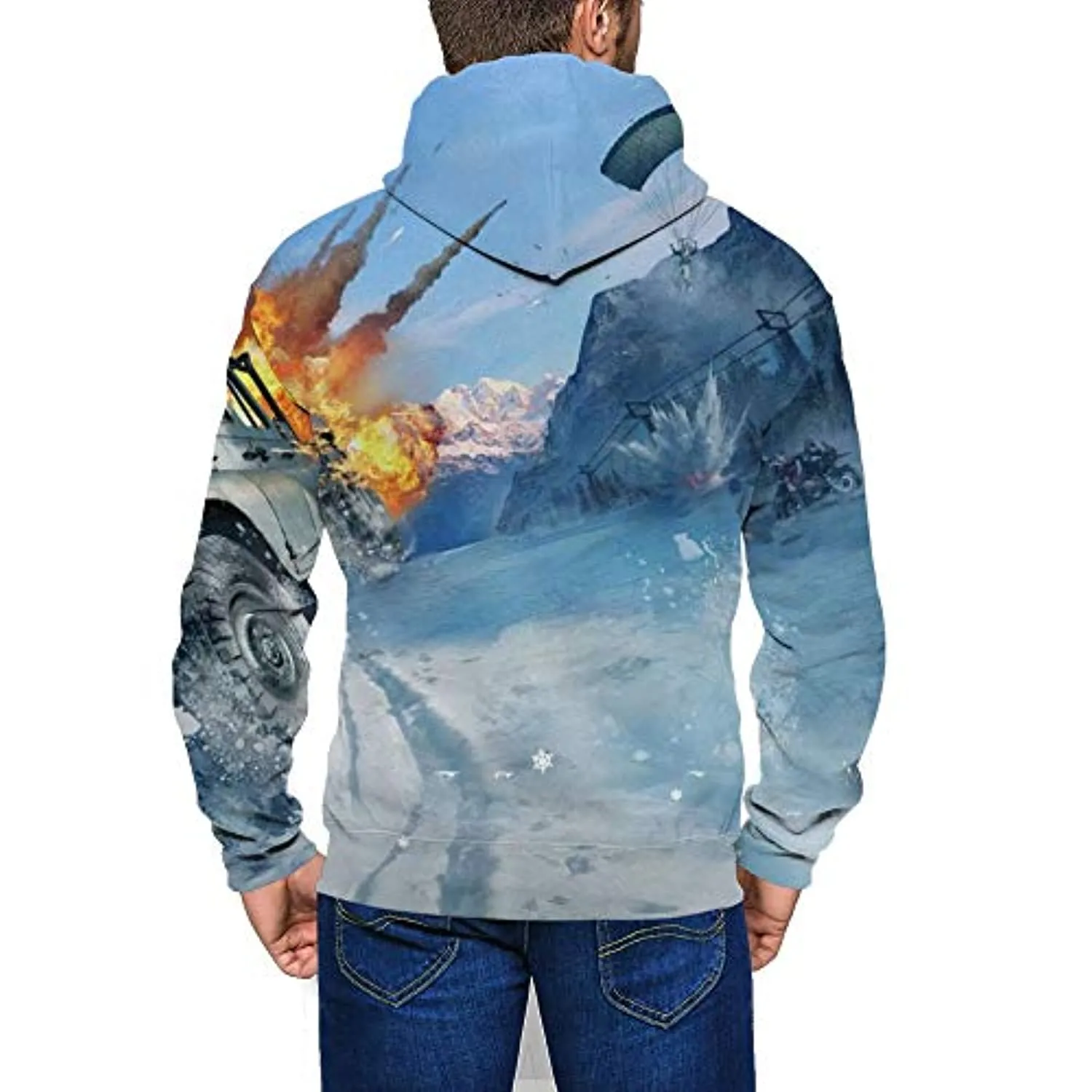 PUBG Hoodies - 3D Print Game Blue Zipper Jacket with Pockets