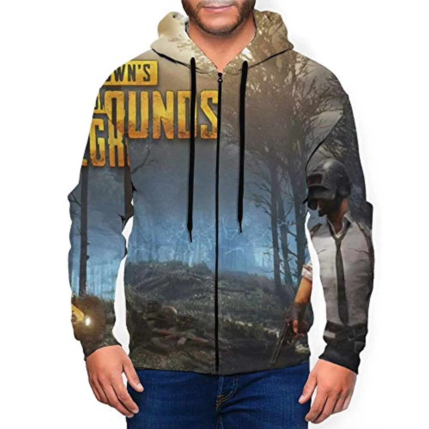 PUBG Hoodies - 3D Print Game Playerunknown's Battlegrounds Forest Zipper Jacket with Pockets