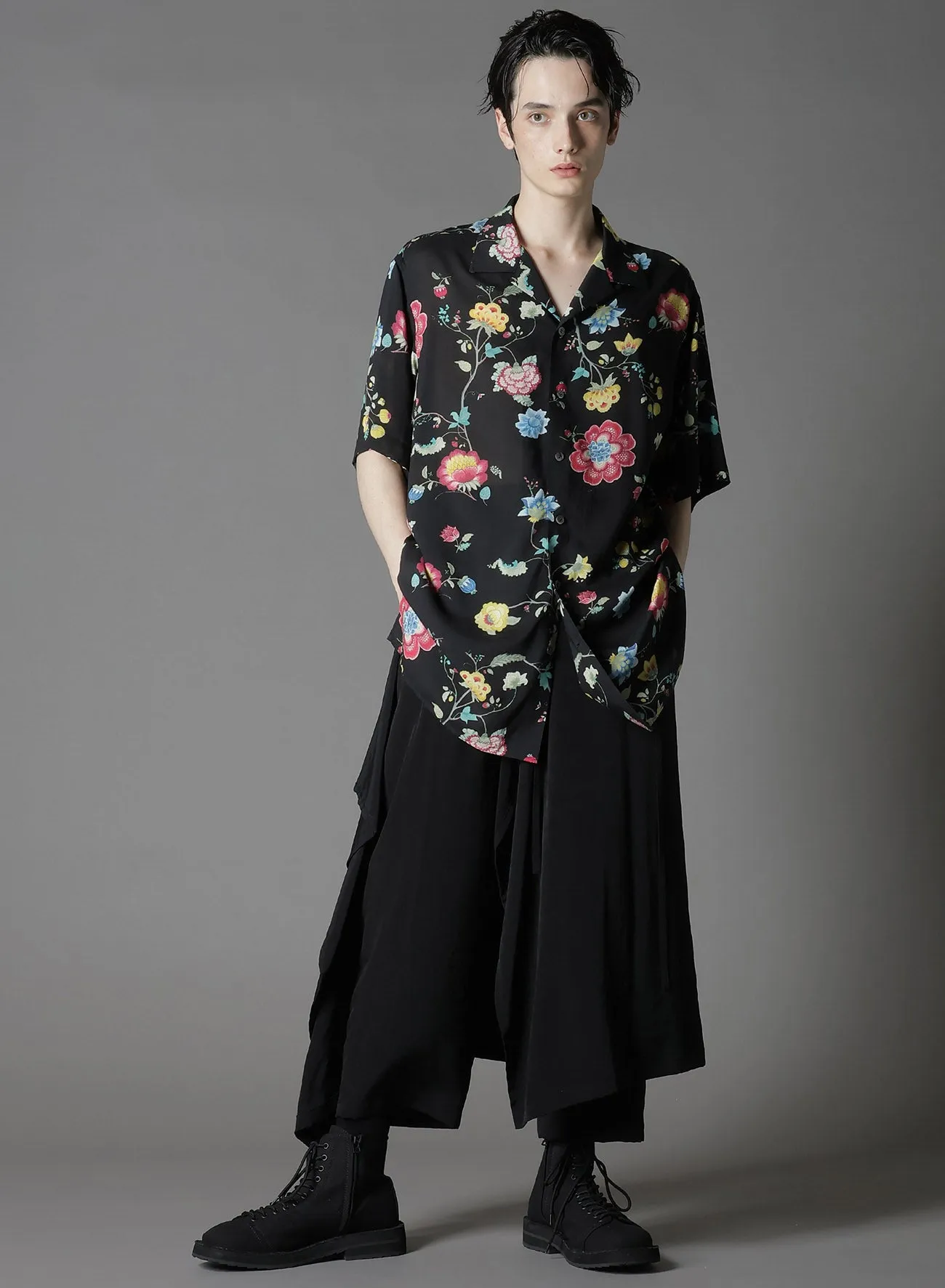 RAYON PRINT CHINESE FLOWER ALOHA SHIRT