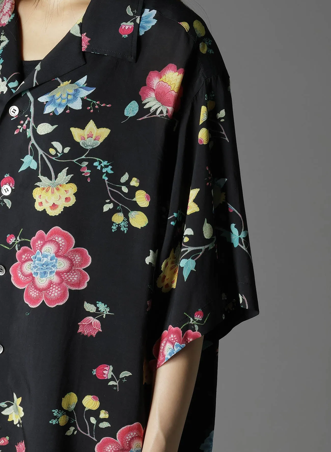 RAYON PRINT CHINESE FLOWER ALOHA SHIRT