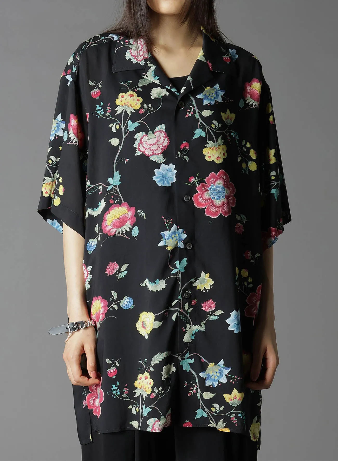 RAYON PRINT CHINESE FLOWER ALOHA SHIRT