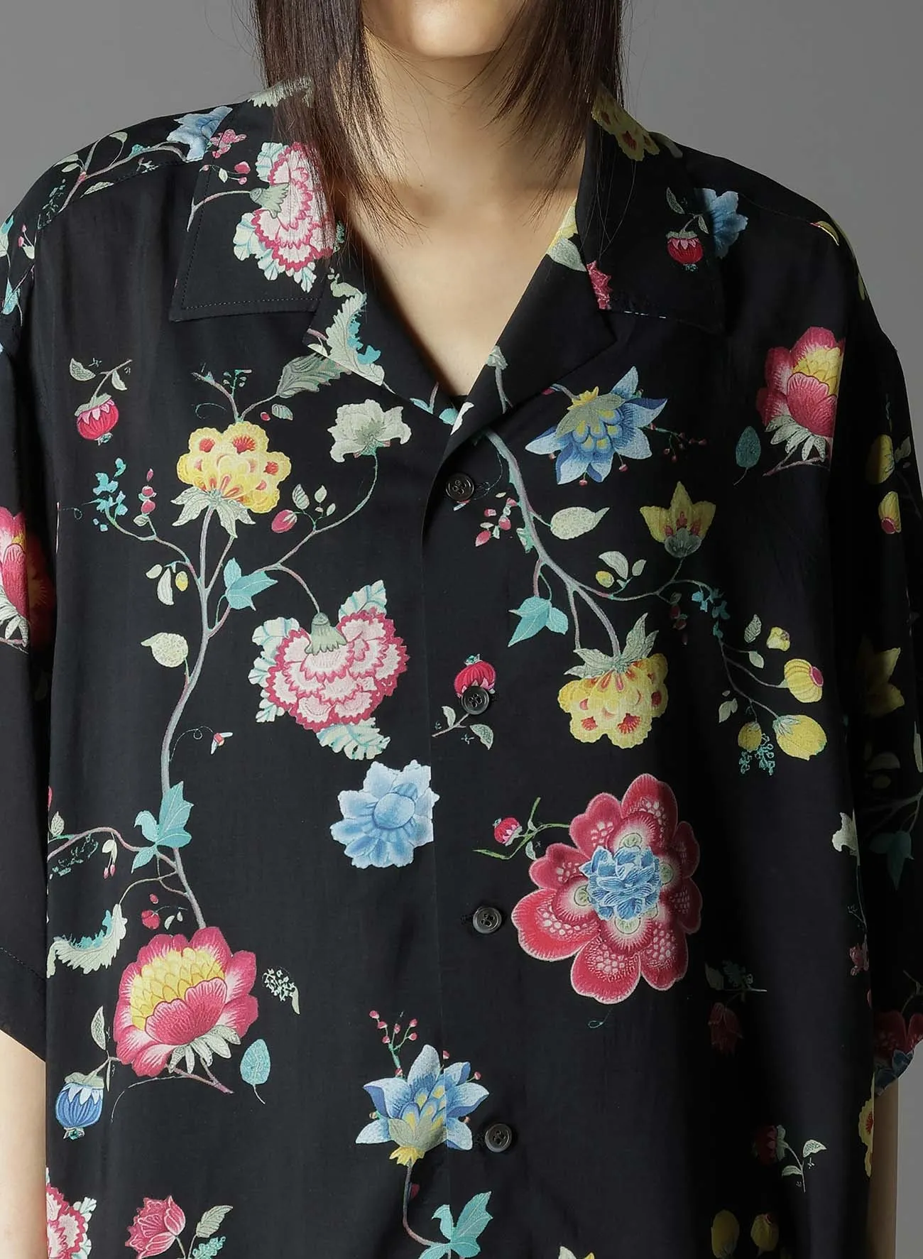 RAYON PRINT CHINESE FLOWER ALOHA SHIRT