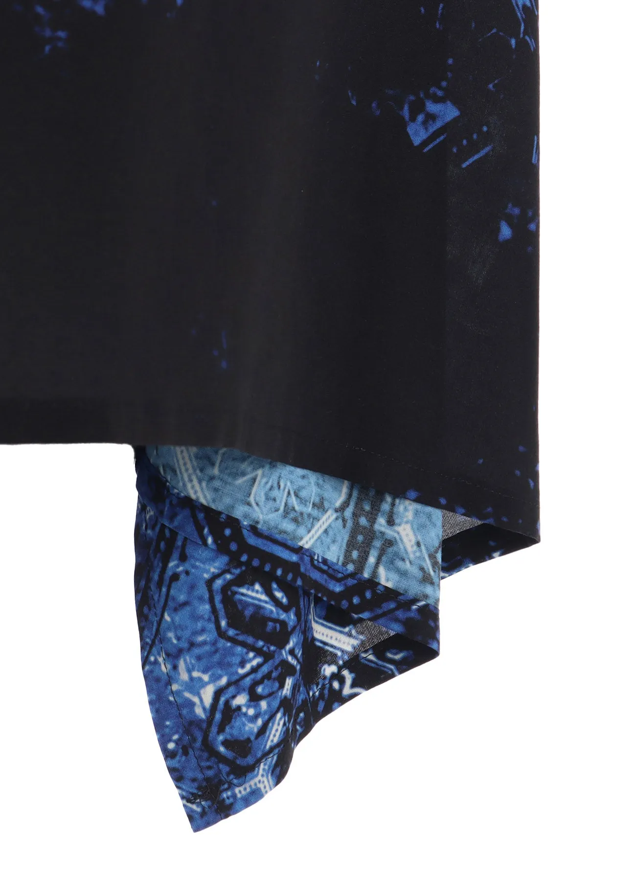 RAYON PRINT TILE PATTERN SIDE CUT-OUT DRESSES