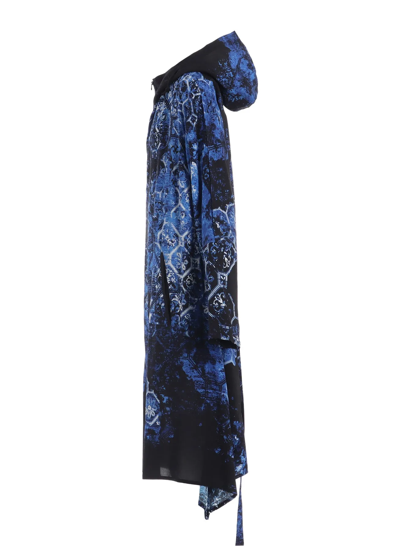 RAYON PRINT TILE PATTERN SIDE CUT-OUT DRESSES