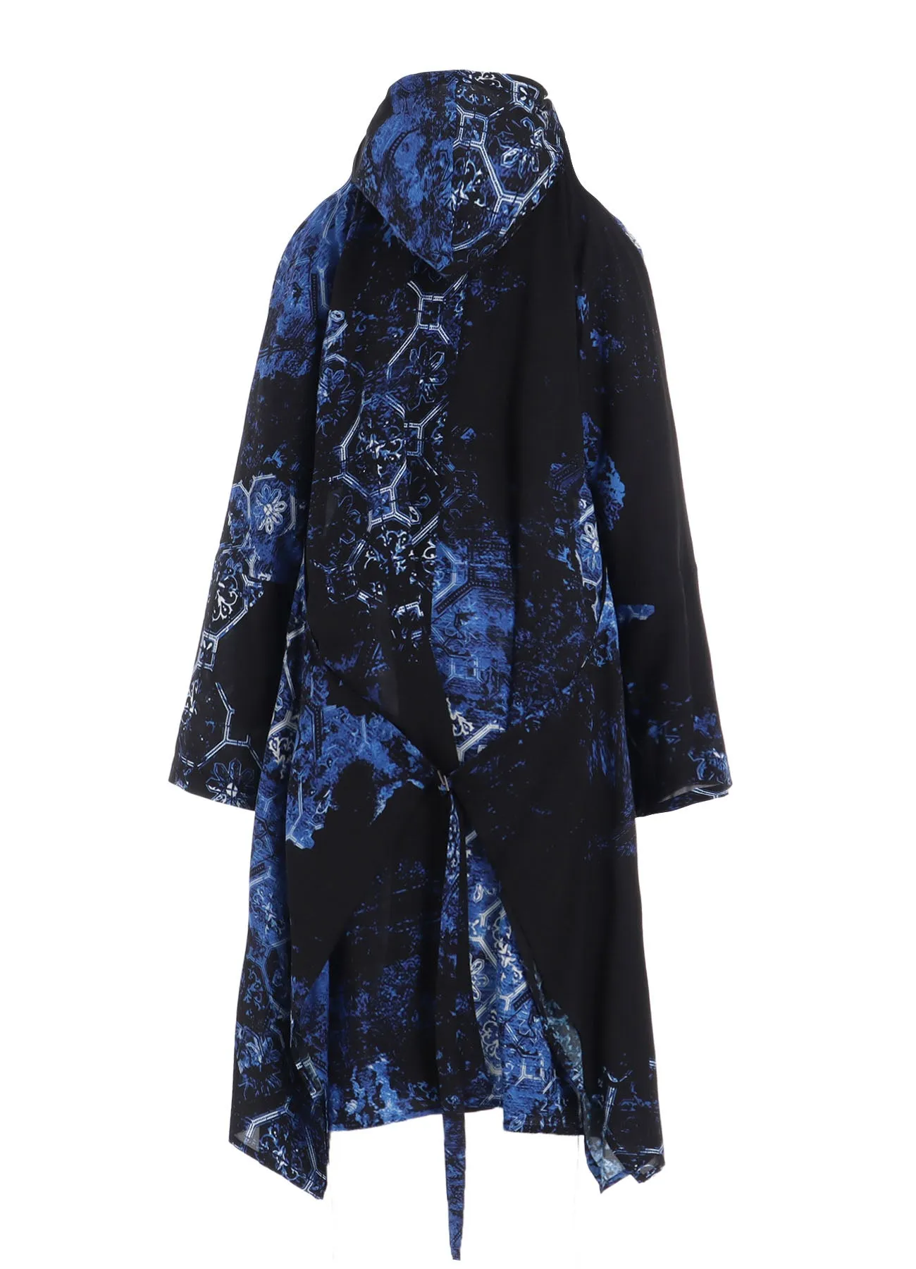 RAYON PRINT TILE PATTERN SIDE CUT-OUT DRESSES