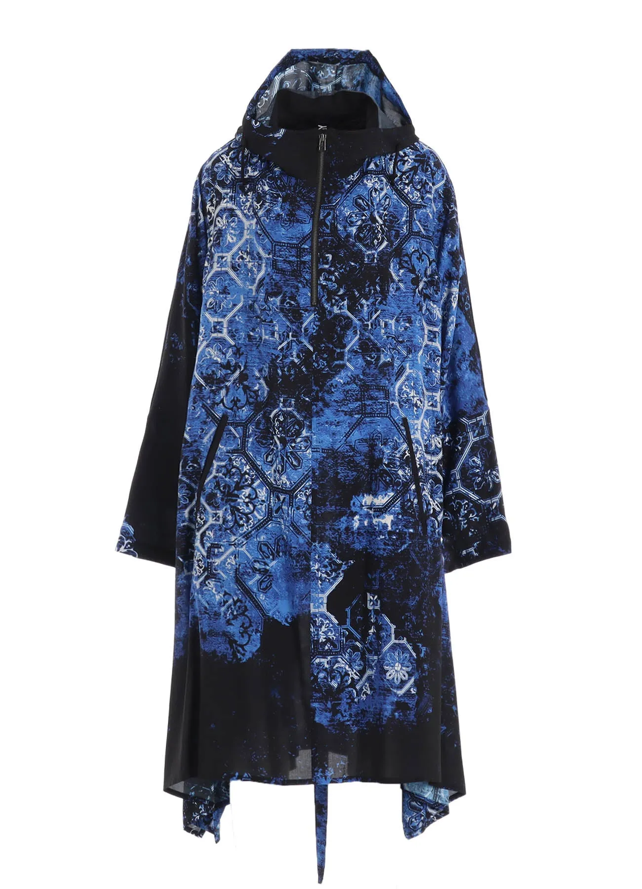 RAYON PRINT TILE PATTERN SIDE CUT-OUT DRESSES