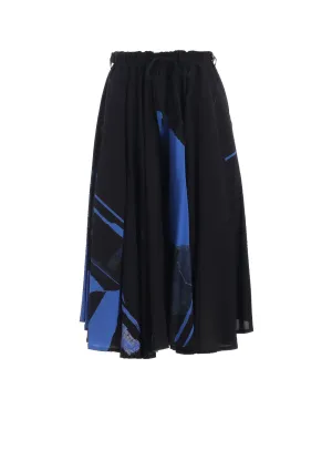 RAYON PRINT TORN PATTERN CIRCLE PANTS