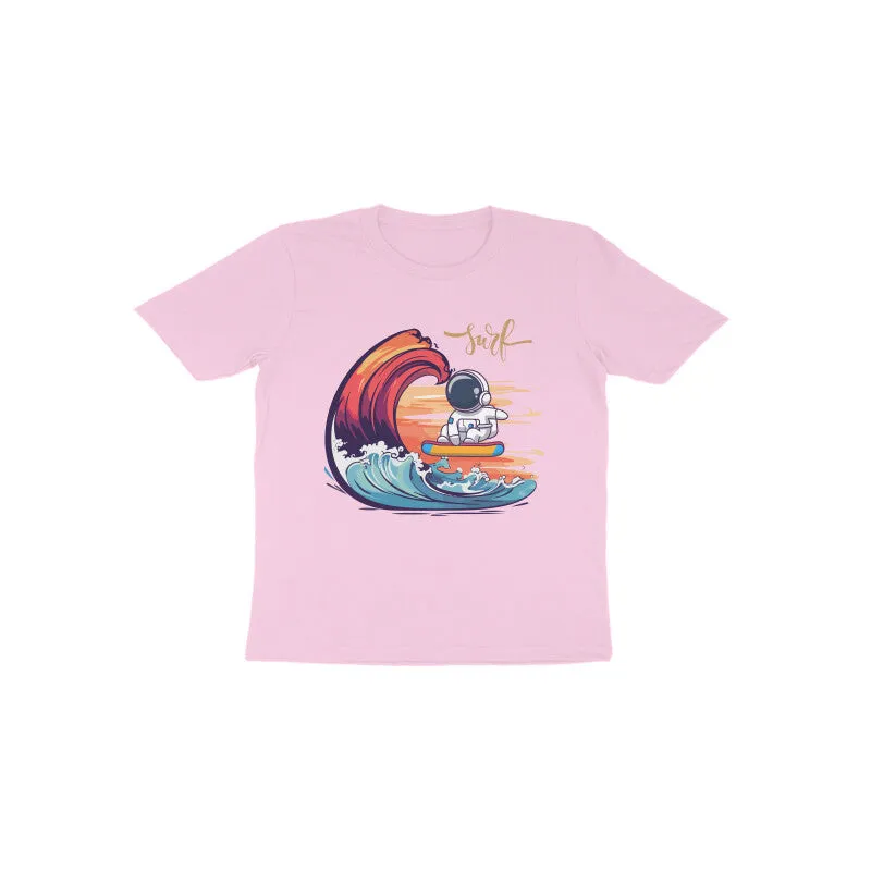 Toddlers Round Neck Half Sleeves - Astronaut Surf T-shirt