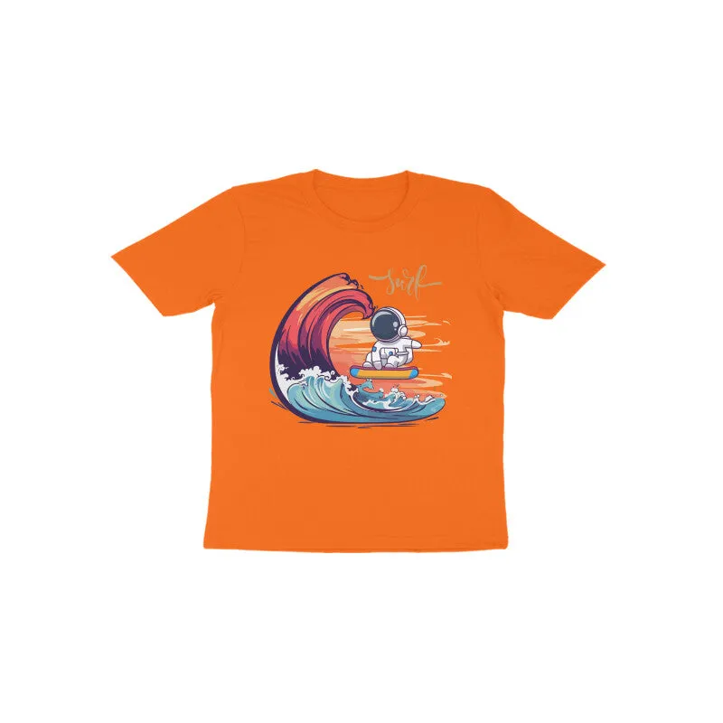 Toddlers Round Neck Half Sleeves - Astronaut Surf T-shirt