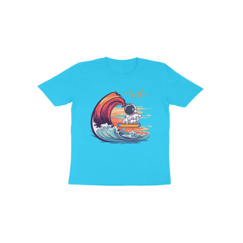 Toddlers Round Neck Half Sleeves - Astronaut Surf T-shirt