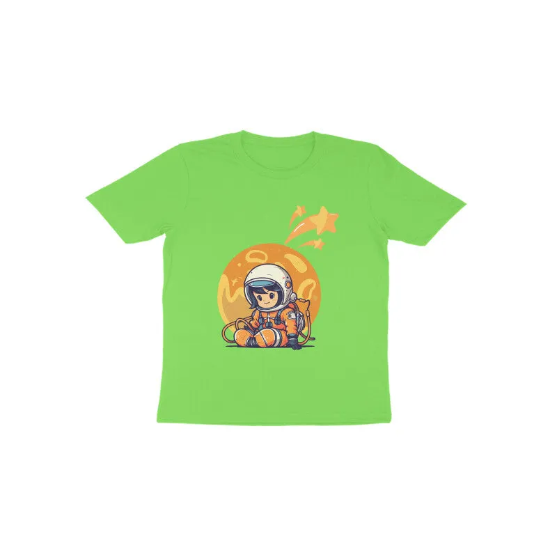 Toddlers Round Neck Half Sleeves - Cute Astronaut T-shirt