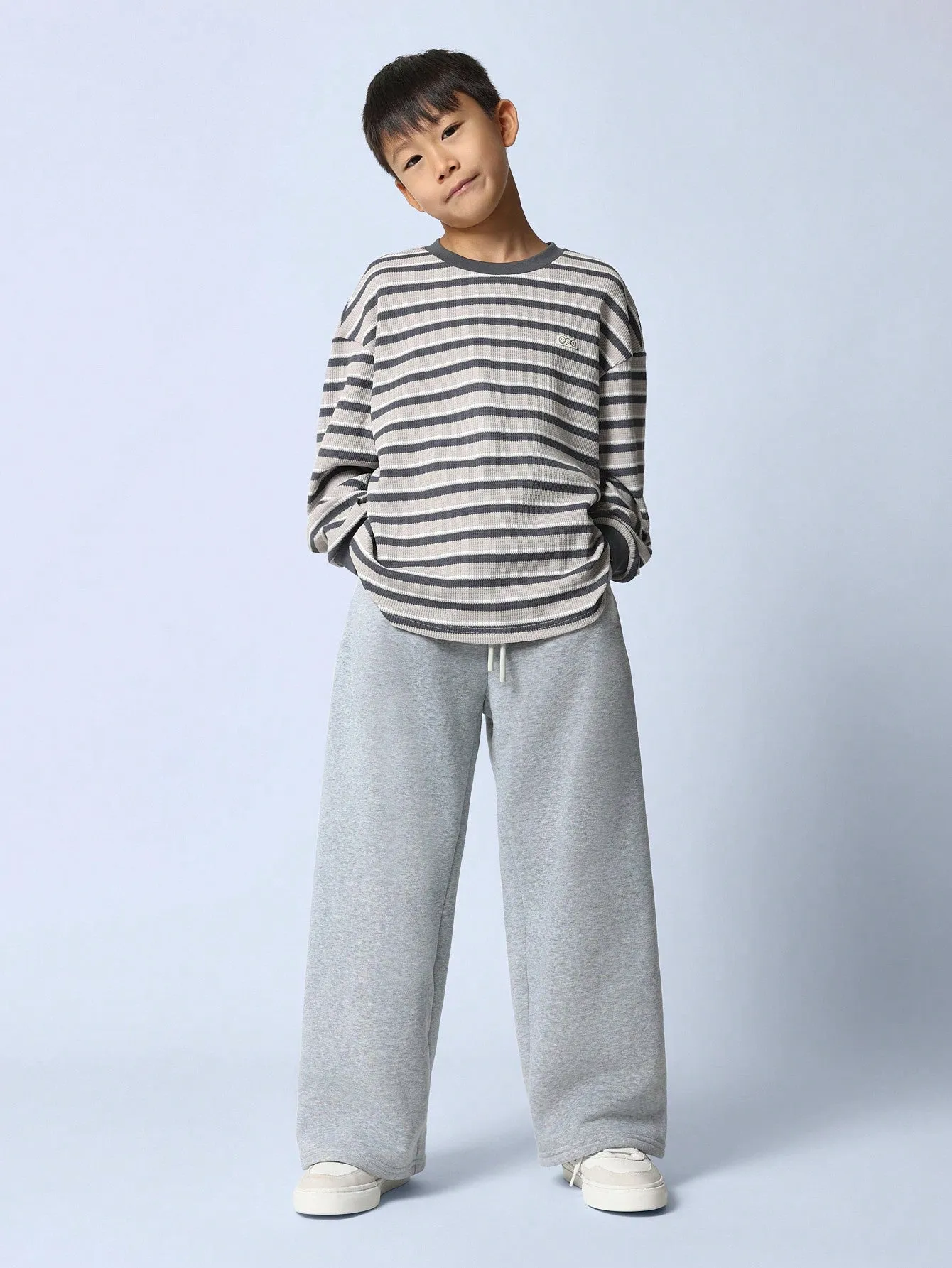 Tween Boys Relaxed Stripe Long Sleeve Round Neck Tee