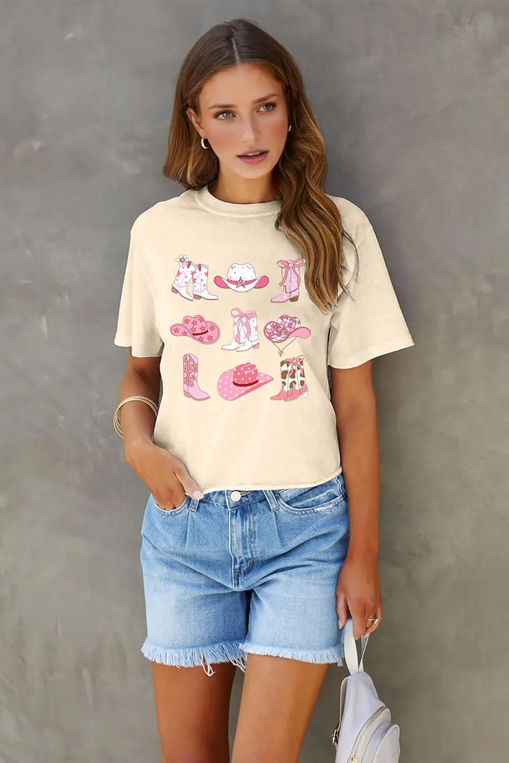Western Graphic Tees for Women Cowgirl Pink Boots Shirt Country Concert Short Sleeve Vintage Cowgirl Tops