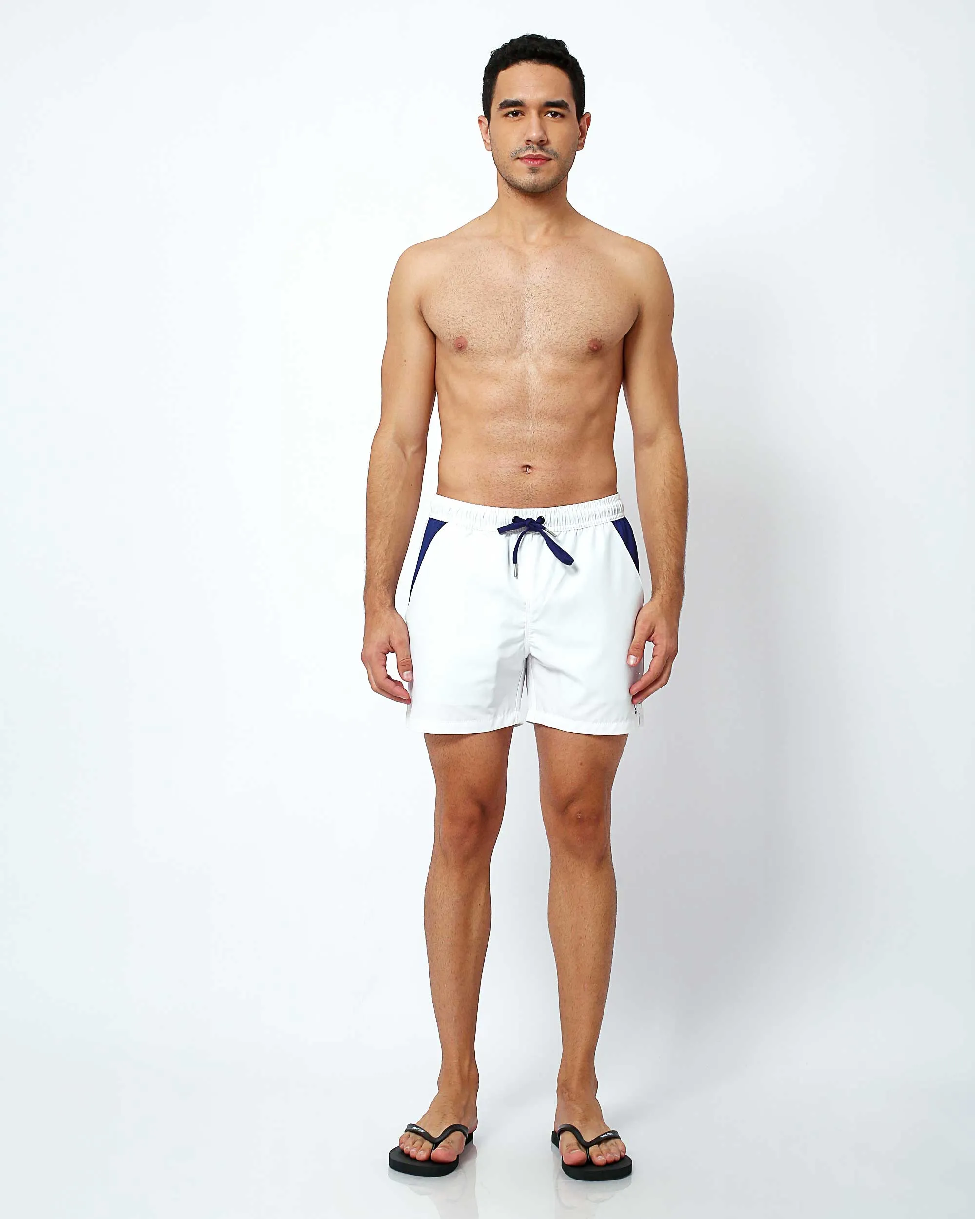 White - Swim Shorts with Waterproof Pocket