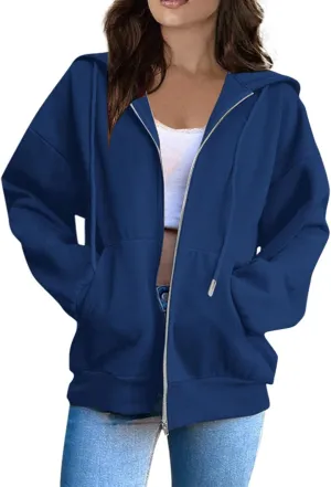 Womens Fall Fashion 2024 Zip Up Hoodies Long Sleeve Sweatshirts Y2K Jackets With Pockets Clothes