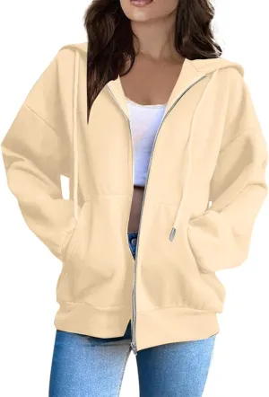 Womens Fall Fashion 2024 Zip Up Hoodies Long Sleeve Sweatshirts Y2K Jackets With Pockets Clothes