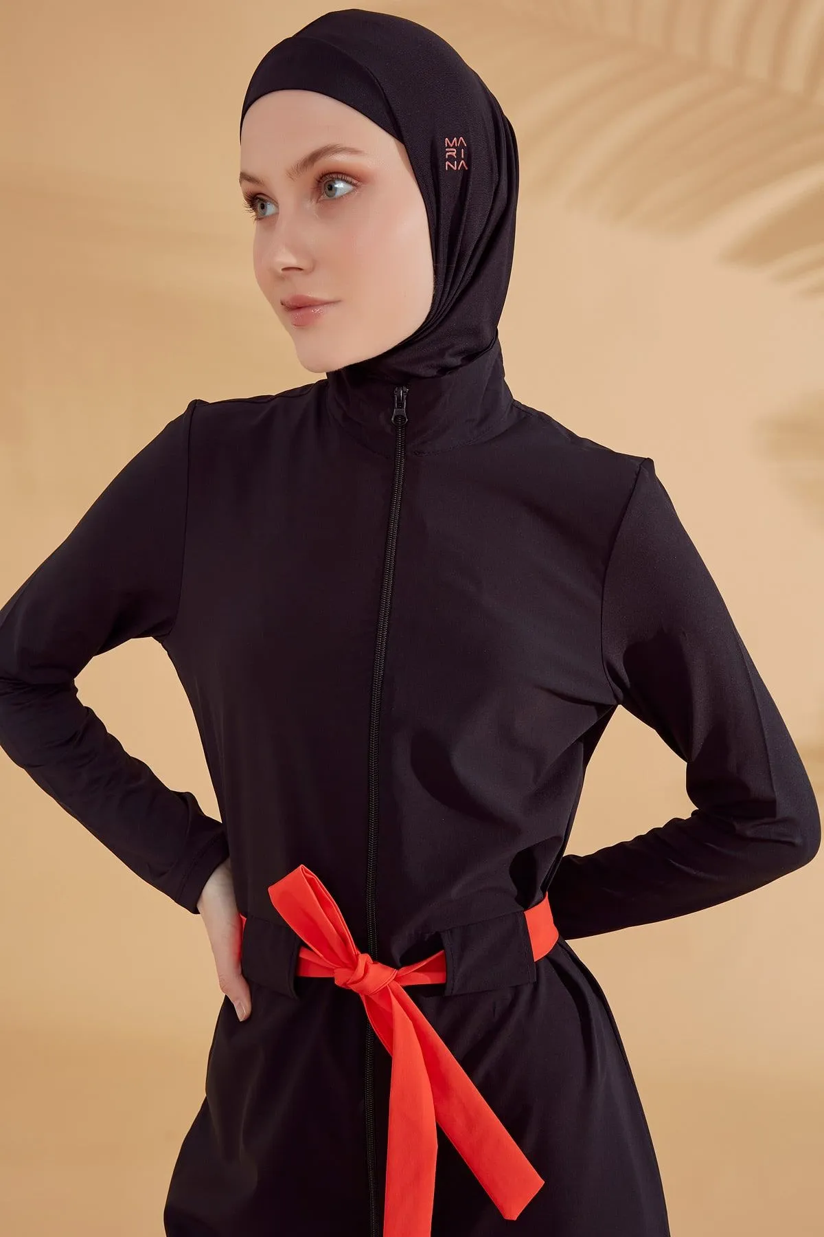 Woven Black Burkini Modest Swimwear M2311