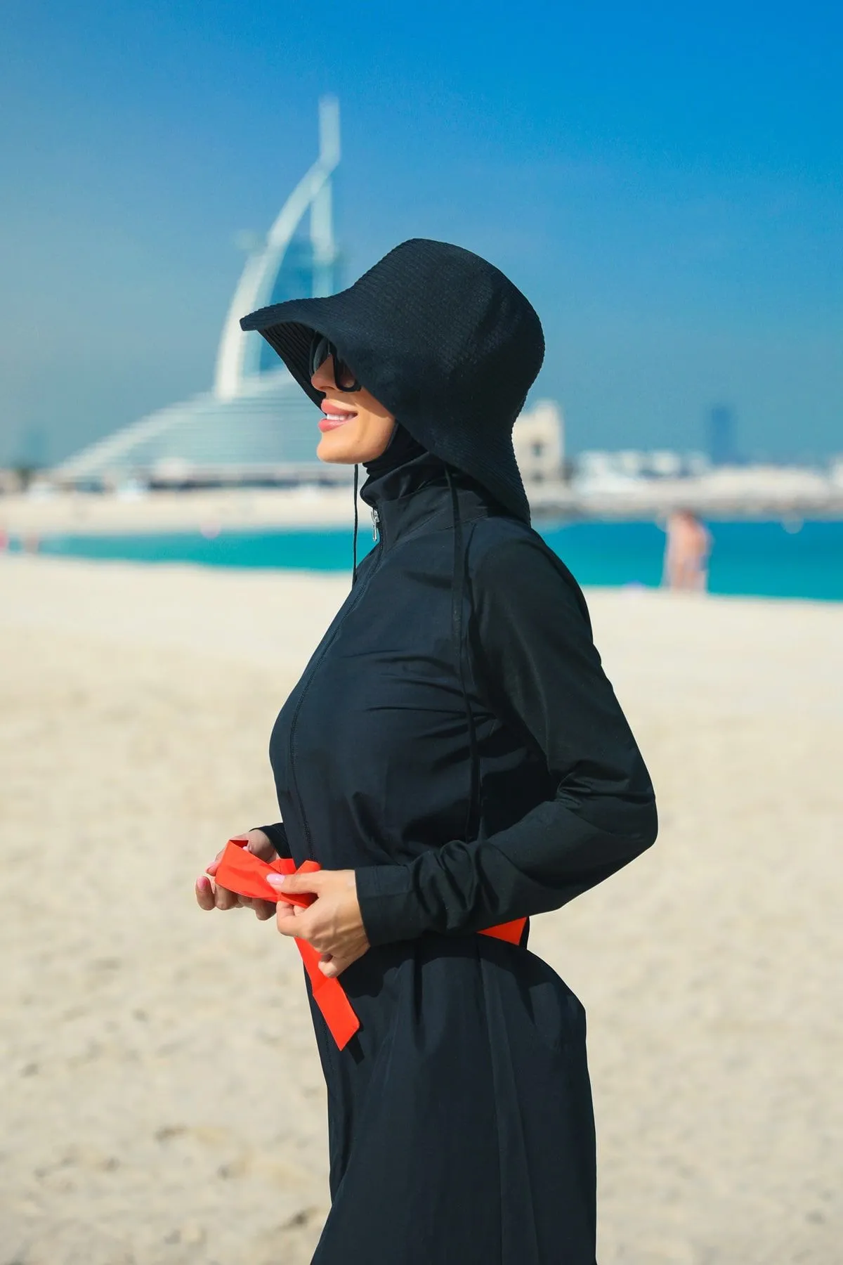 Woven Black Burkini Modest Swimwear M2311