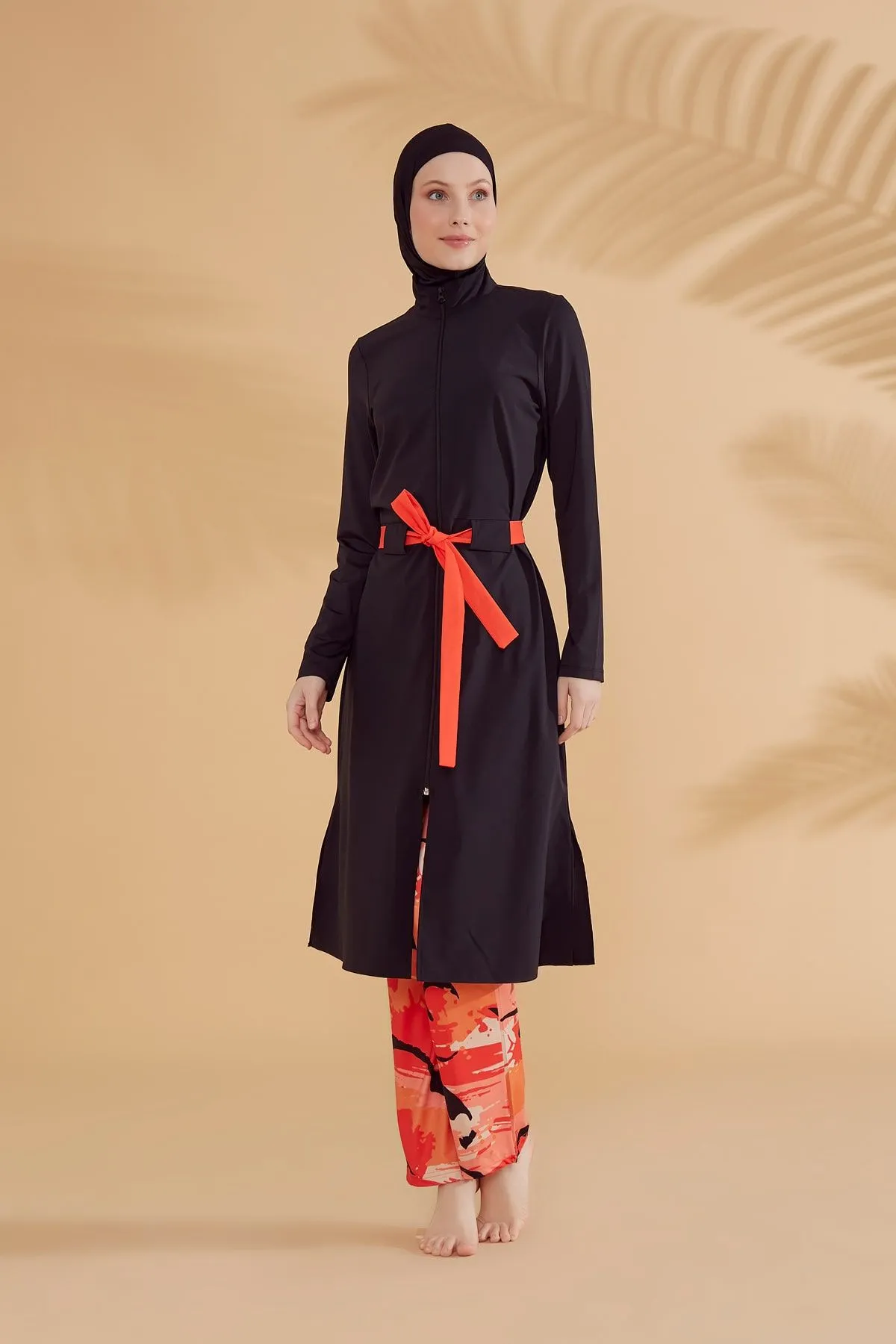 Woven Black Burkini Modest Swimwear M2311