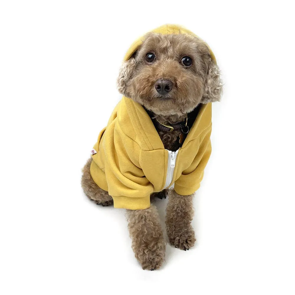 Zip Up Dog Hoodie  - Mustard Yellow: L-L